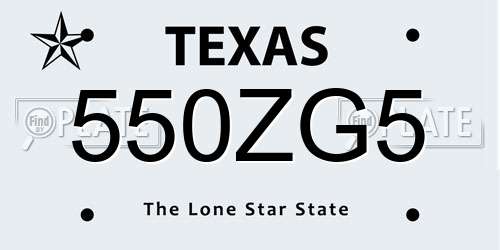 550ZG5 Texas License Plate