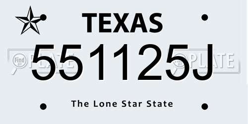 551125J Texas License Plate