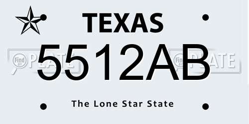 5512AB Texas License Plate