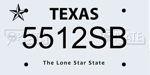 5512SB Texas License Plate