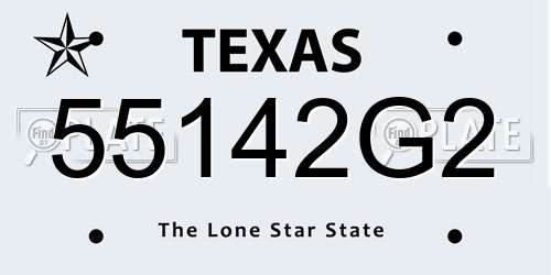 55142G2 Texas License Plate