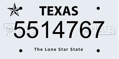 5514767 Texas License Plate