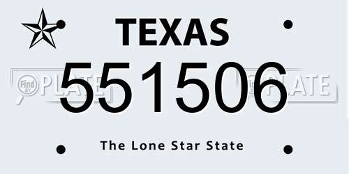 551506 Texas License Plate