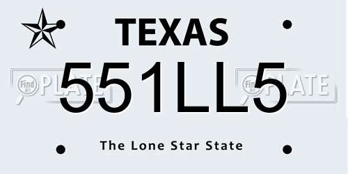 551LL5 Texas License Plate