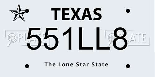 551LL8 Texas License Plate