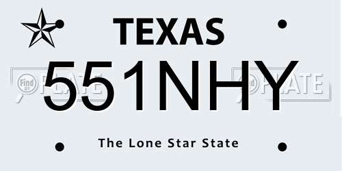 551NHY Texas License Plate