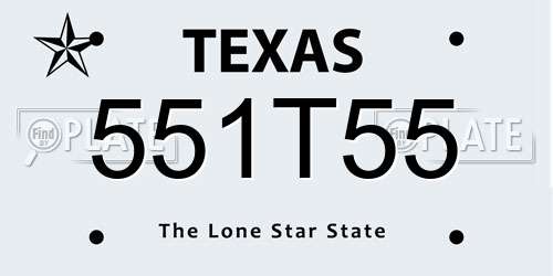 551T55 Texas License Plate