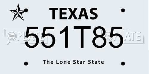551T85 Texas License Plate