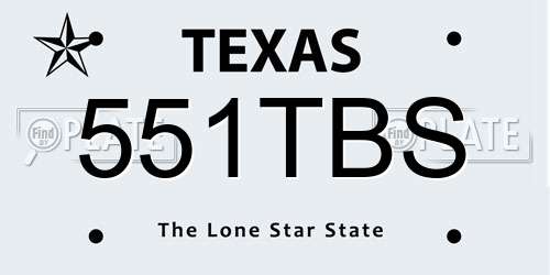 551TBS Texas License Plate