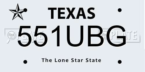 551UBG Texas License Plate