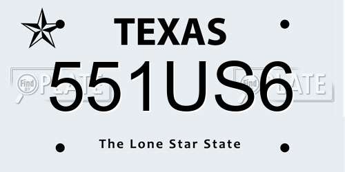 551US6 Texas License Plate