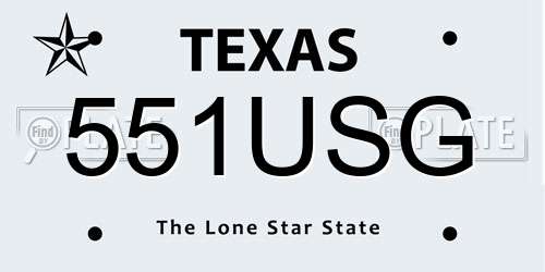 551USG Texas License Plate