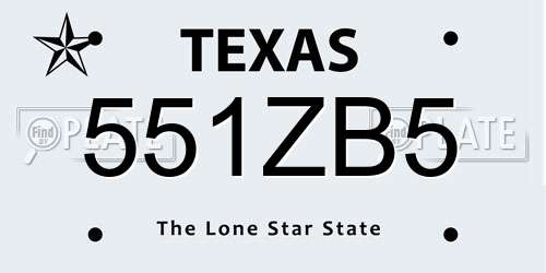 551ZB5 Texas License Plate