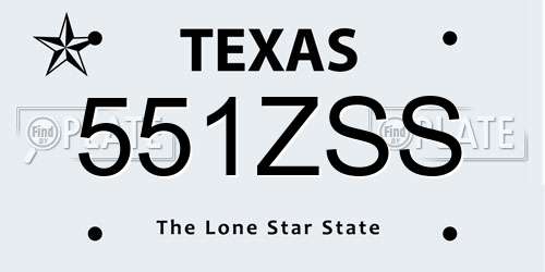 551ZSS Texas License Plate