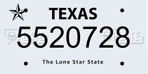 5520728 Texas License Plate