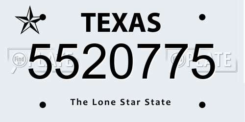 5520775 Texas License Plate