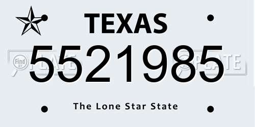5521985 Texas License Plate