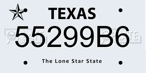 55299B6 Texas License Plate