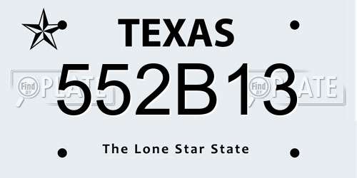 552B13 Texas License Plate