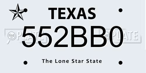 552BB0 Texas License Plate