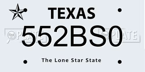552BS0 Texas License Plate