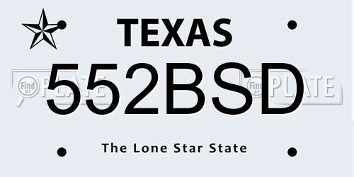 552BSD Texas License Plate