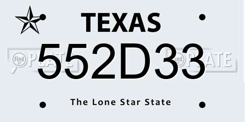 552D33 Texas License Plate