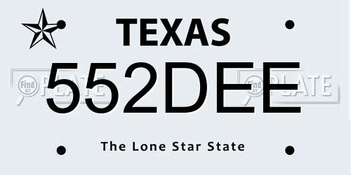 552DEE Texas License Plate