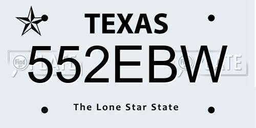 552EBW Texas License Plate