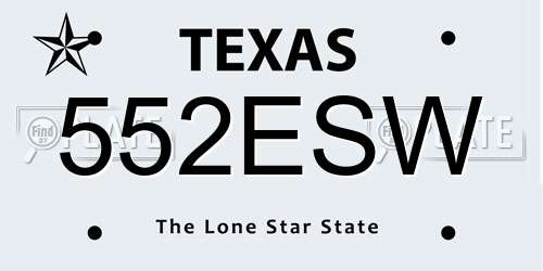 552ESW Texas License Plate