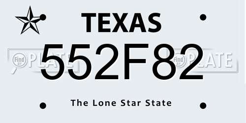 552F82 Texas License Plate