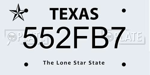 552FB7 Texas License Plate