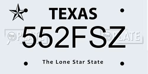 552FSZ Texas License Plate