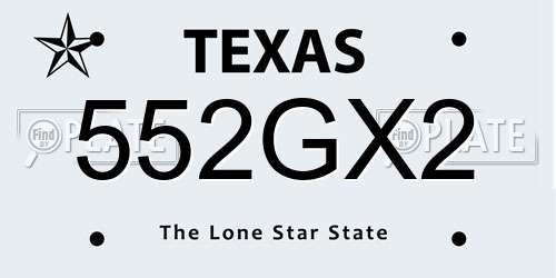 552GX2 Texas License Plate