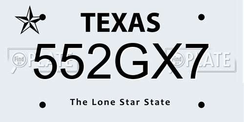 552GX7 Texas License Plate