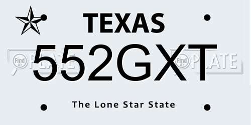 552GXT Texas License Plate