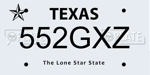 552GXZ Texas License Plate