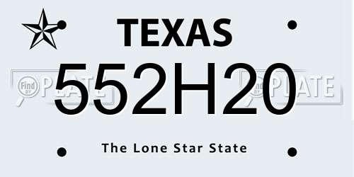 552H20 Texas License Plate
