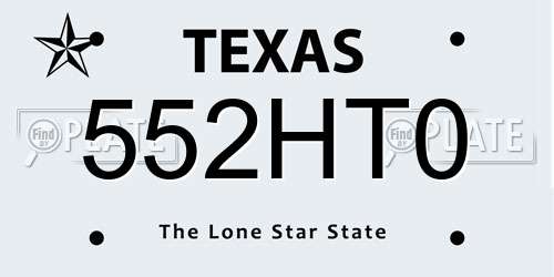 552HT0 Texas License Plate