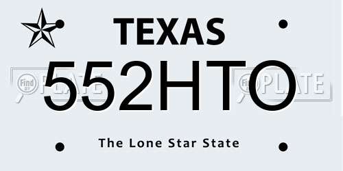 552HTO Texas License Plate