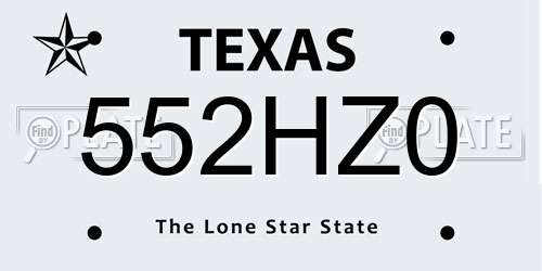 552HZ0 Texas License Plate