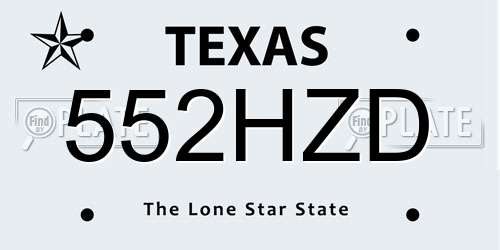 552HZD Texas License Plate