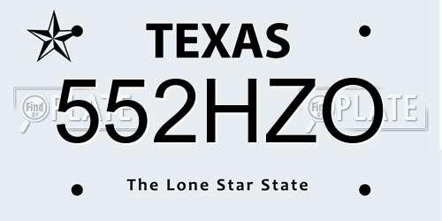 552HZO Texas License Plate