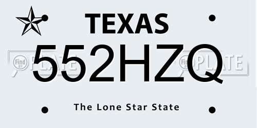 552HZQ Texas License Plate