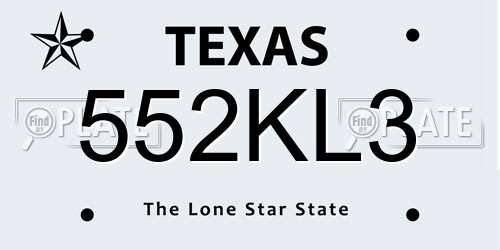 552KL3 Texas License Plate