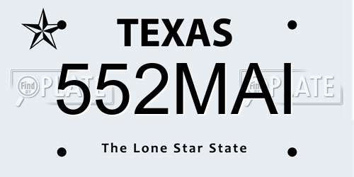 552MAI Texas License Plate