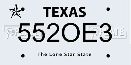 552OE3 Texas License Plate