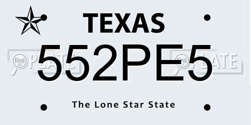552PE5 Texas License Plate
