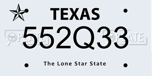 552Q33 Texas License Plate