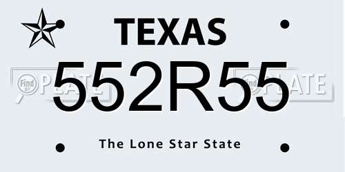 552R55 Texas License Plate